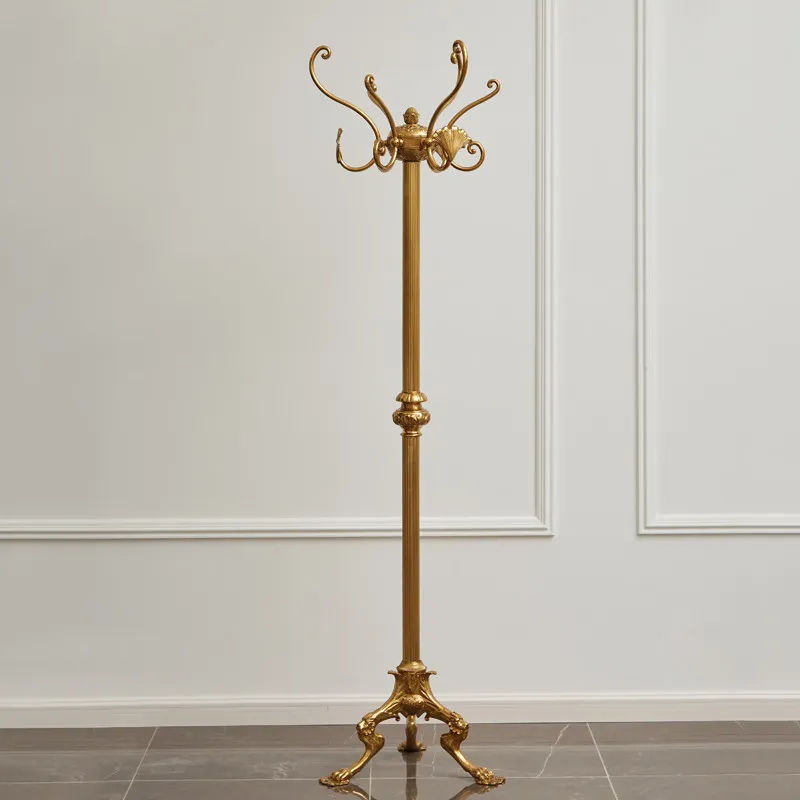 French all-copper floor-to-ceiling coat rack European-style villa living room bedroom entrance hanging hanger room corner