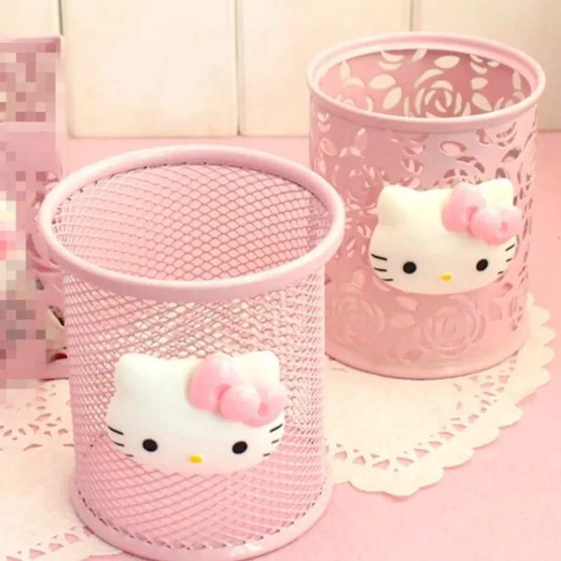 Cute Cartoon Sanrio HelloKitty New Student Creative Desktop Mini Portable Storage Box Pen Holder Ornaments Stationery Supplies