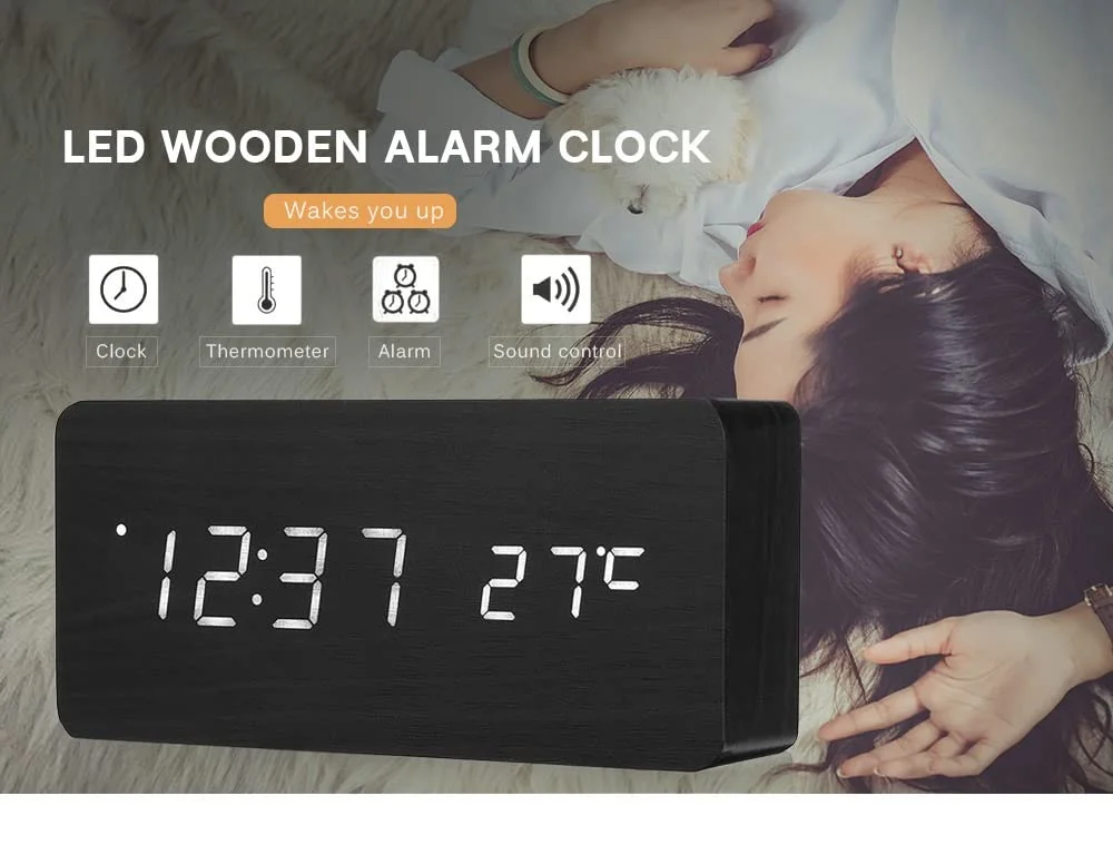 

Цифровой деревянный будильник, светодиодный дисплей температуры, бесшумный ночник, ретро-стиль, офис, спальня, декор для гостиной, подарок