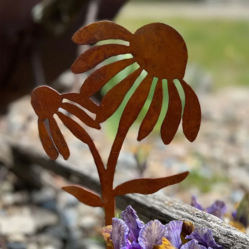 Alluring Rustic Metal Coneflower Decor – Add Appeal to Outdoor. Appealing Birthday, Father's Day & Thanksgiving Presents