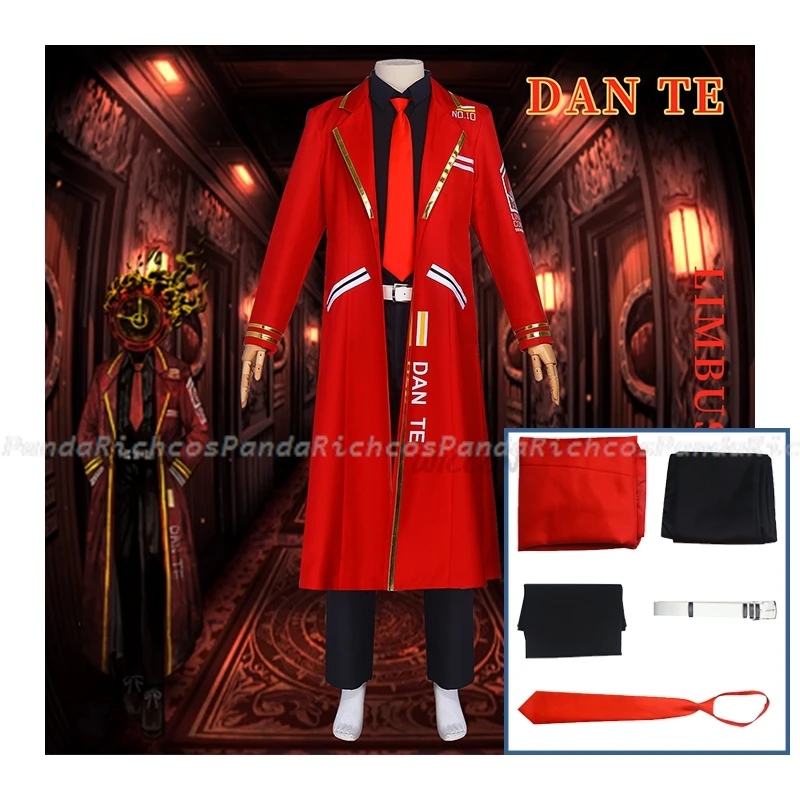 

Игра Limbus Company Косплей DAN TE Униформа Костюм Мужчины Женщины Костюм Данте Красное Длинное Пальто Хэллоуин Карнавальные Наряды Для Ролевых Игр