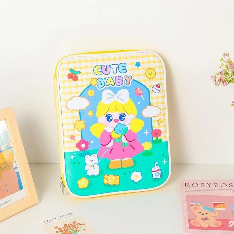 A3PE Cartoon CaptoP Faux Leather Sleeve الذي يحمل لحالة 9.7-11 "سحاب غلاف اللوحية