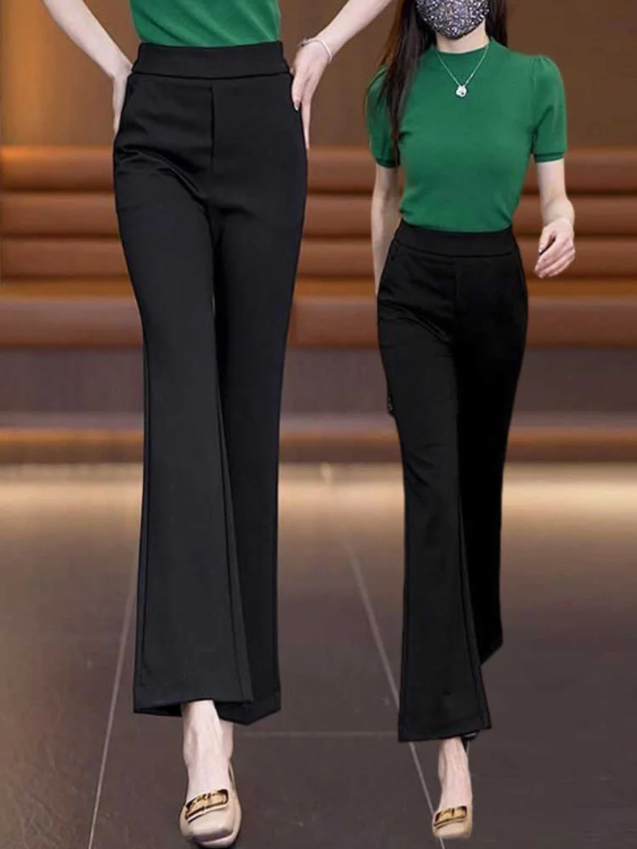 Casual Wide Leg Micro Flared Pants Women's New Style 2026 Loose Slimming plus Size Nine-Piece Straight Leg Suit Pants