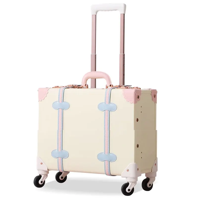 Vintage Suitcase 18 Inch Lightweight PU Password Cabin Case Set Trolley Luggage Universal Wheel Aluminum Magnesium Alloy Tie Rod