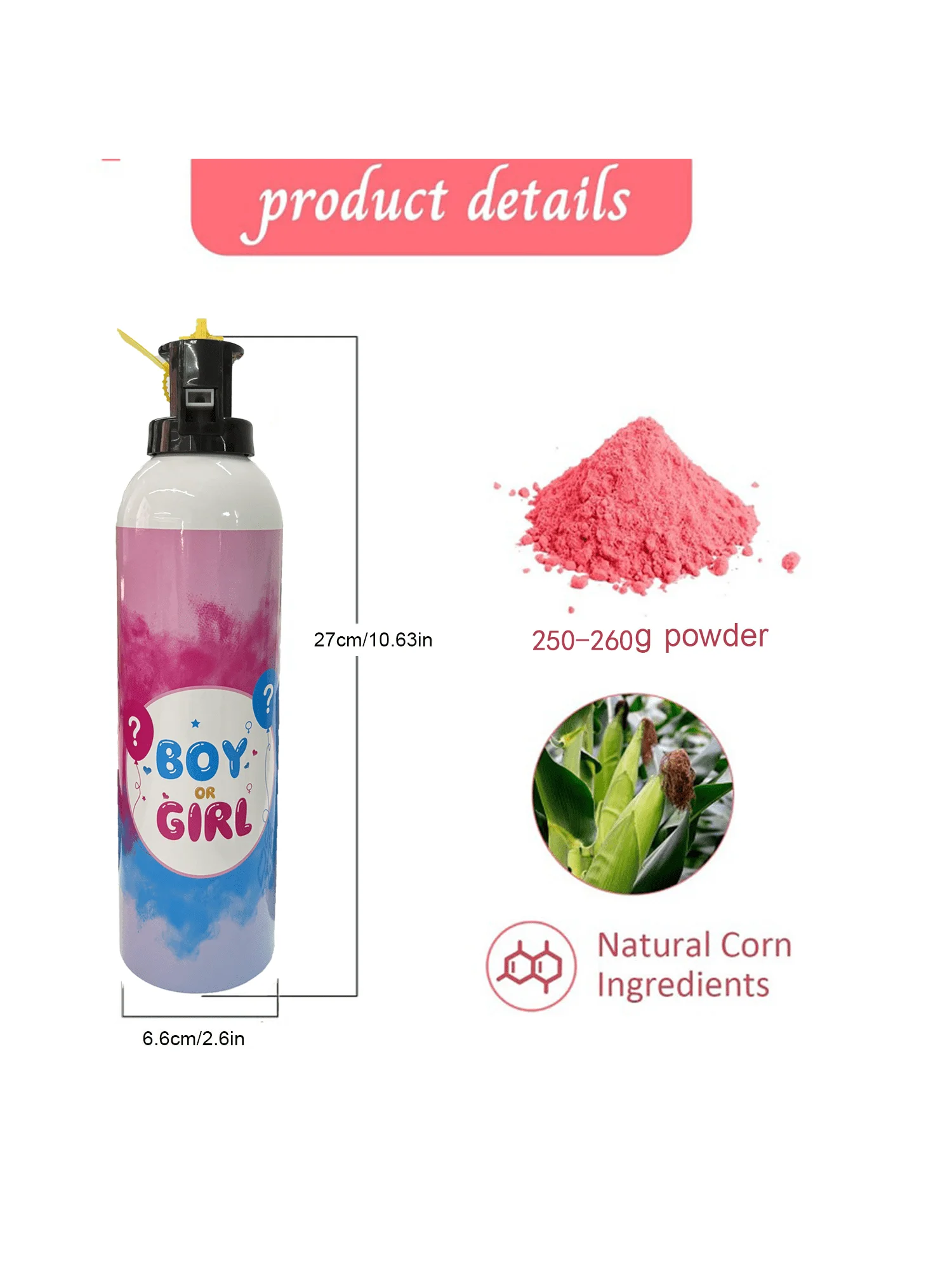 Gender Reveal 2 Packs Set Baby Girl Reveal Color Powder Color Decor Idea for Gender Reveal Announcement Party Supplies
