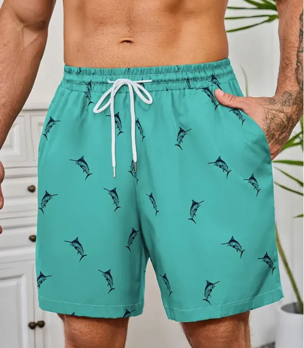 Summer Fashion New Style Cow Print Men\'s Casual Comfy Drawstring Shorts With Pockets For Summer Outdoor And Beach Comfort Shorts