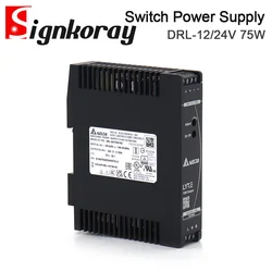 SignkoRay Original DELTA DIN Rail Type Switching Power Supply DRL Series 12V 24V 75W Single Phase 50-60Hz