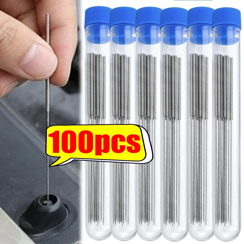 10-100pcs Car Window Wiper 3D Printer Nozzle Gas Stove Shower Needle Unclogging Brush Stainless Steel Cleaning Nozzle Kits