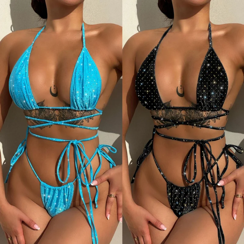 

23New YearbikiniHighlight Fabric Triangle Bag Drawstring Swimsuit SwimwearLG268