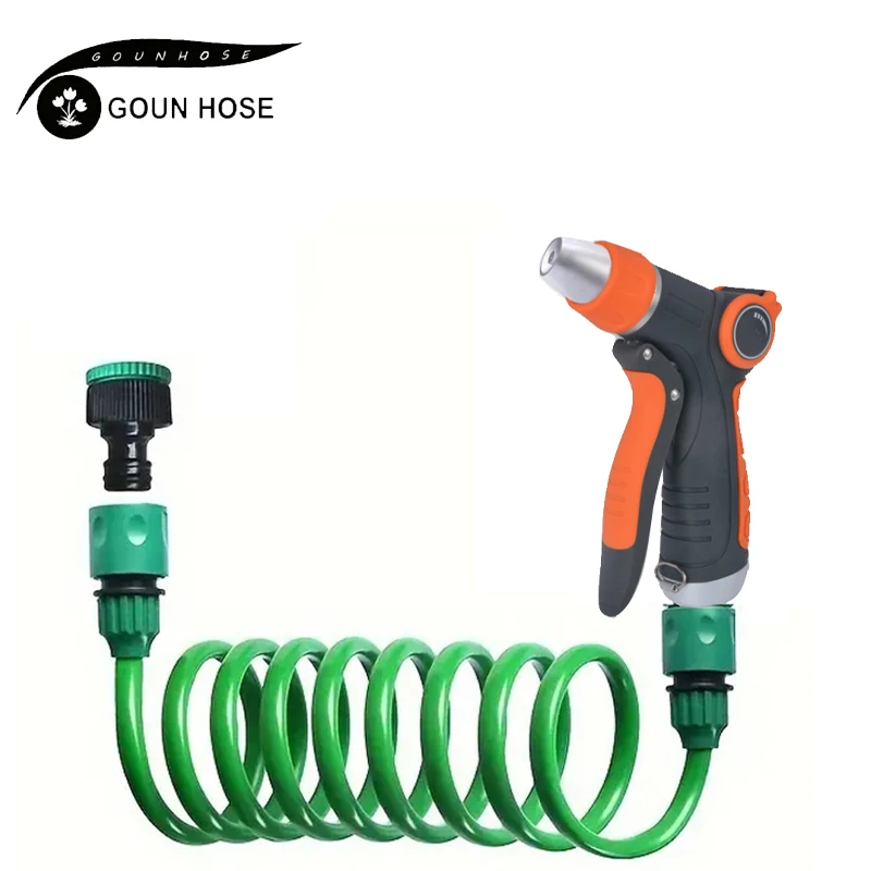 NEW High Pressure Car Wash Hose EVA Spring Tube, Adjustable Garden Nozzle Water Gun, Lawn Irrigation Watering Tool GOUN HOSE