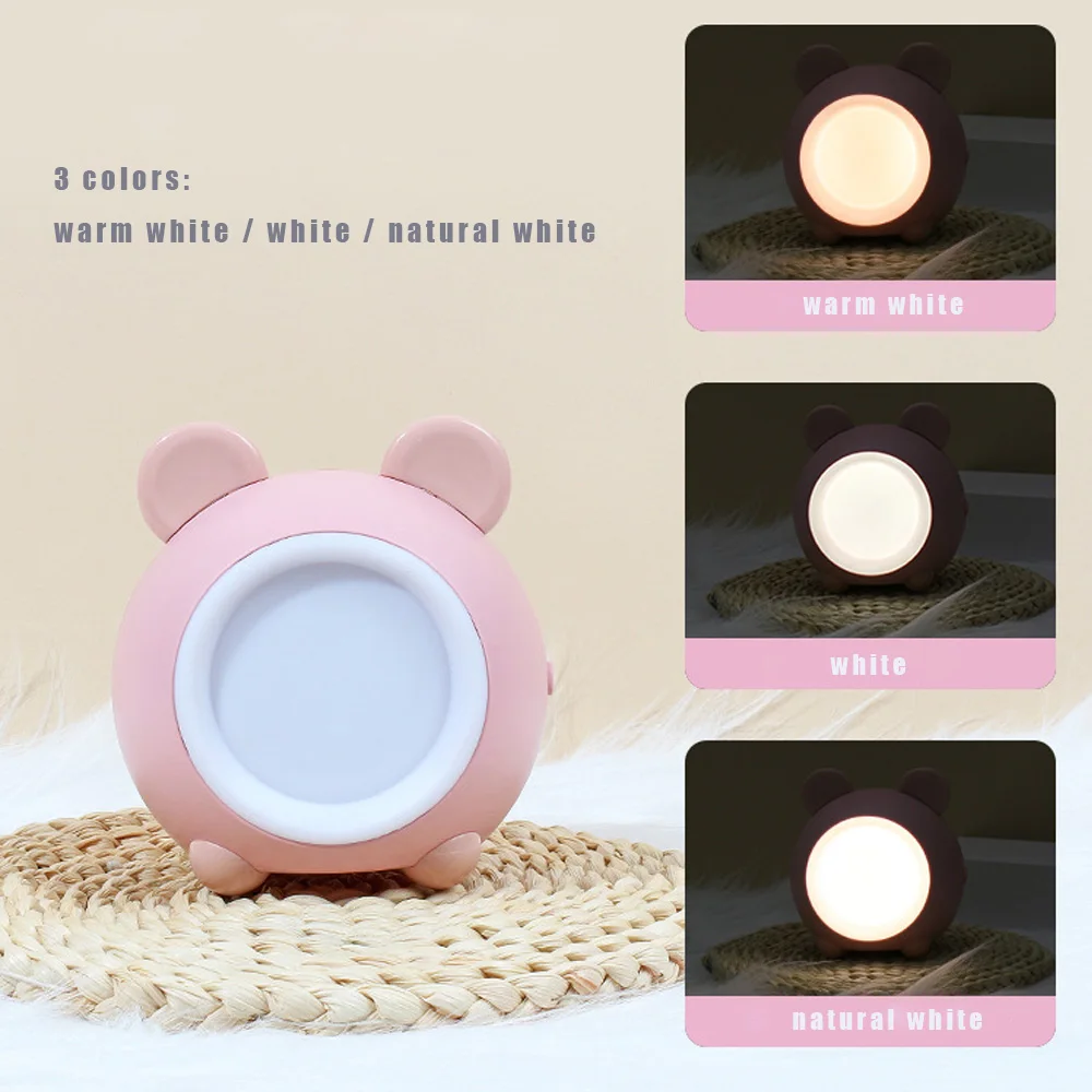 Night Light Cute Animal Deer Bear Coelho Criança Toque Night Lights USB Charging Stepless Escurecimento Bedside Lamp Kids Birthday Gift