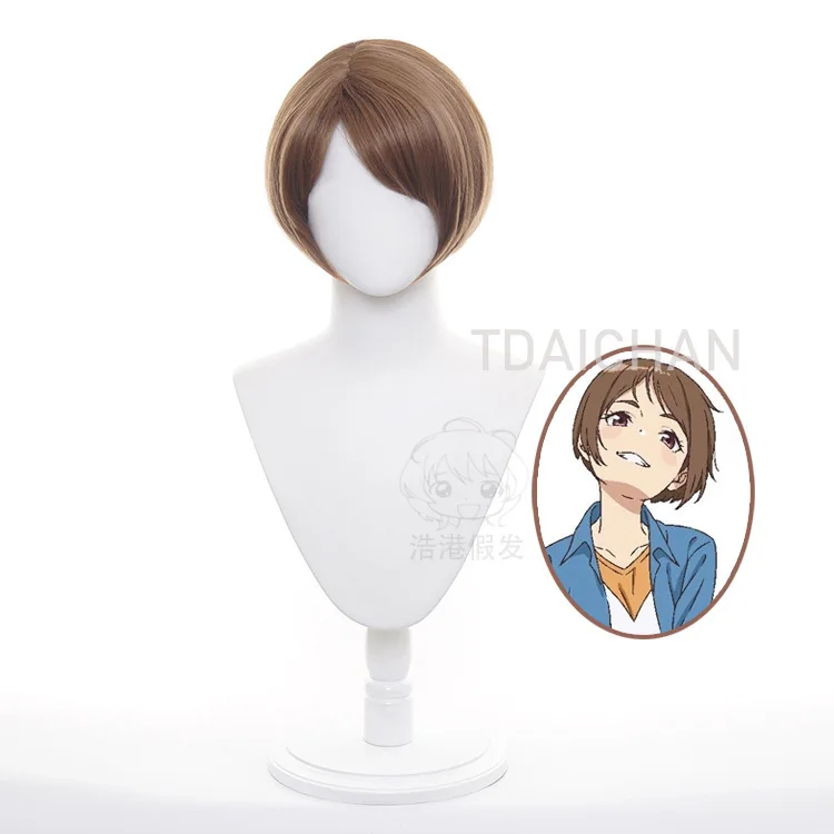 Nime Costume Ura Sekai Picnic Seto Akari Cosplay Wig Otherside Picnic Headgear and Free Wigs Cap Unisex Brown Short Hair