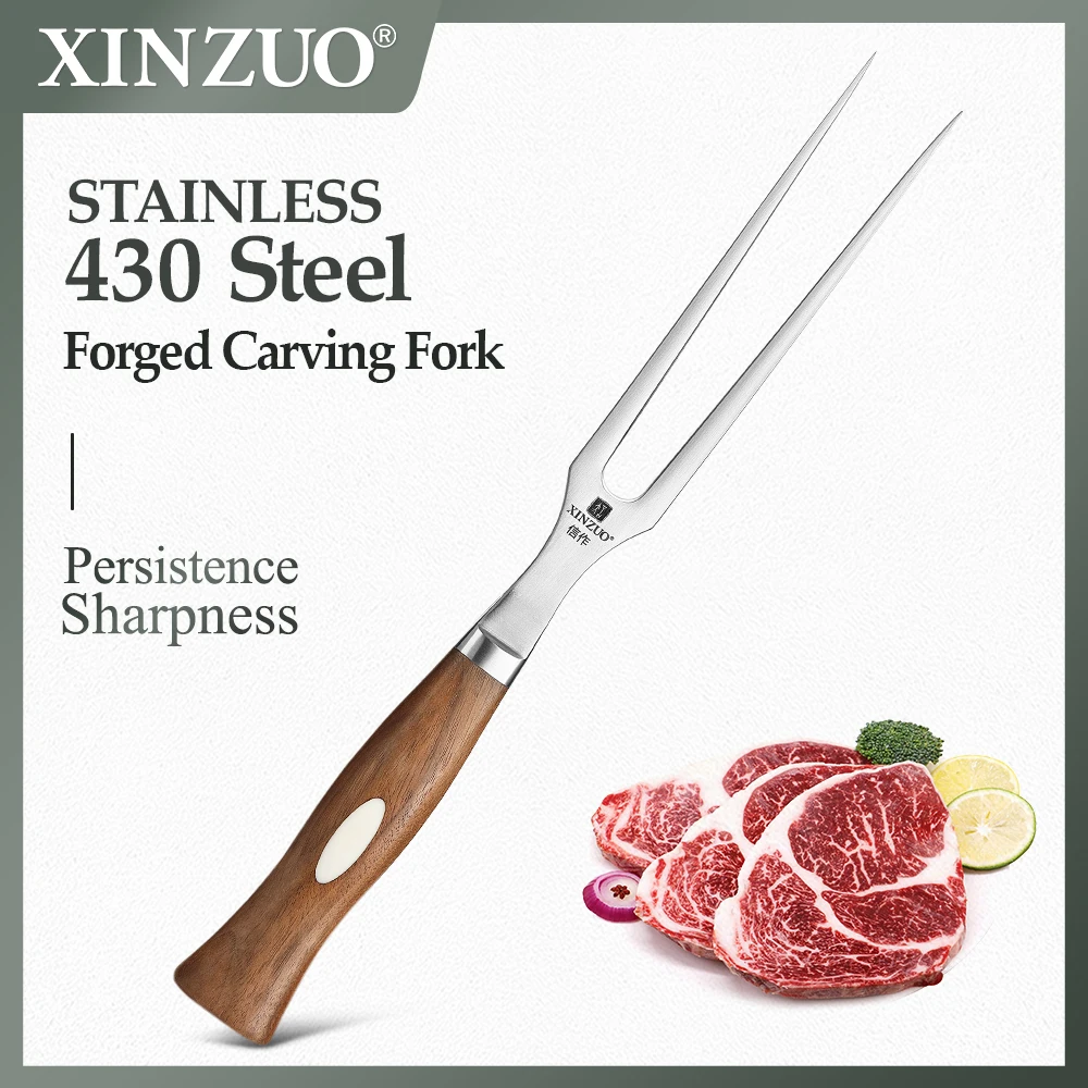 

XINZUO Forged Carving Fork 430 Stainless Steel Family Barbecue Fork Meat Fork Steak Fork Outdoor Barbecue Tool With Gift Box