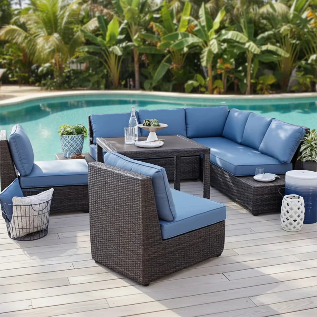 Outdoor Furniture Cost - Ensemble de canapés modernes en rotin