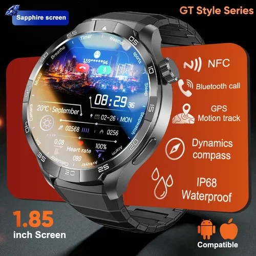 Imagen 1 del producto Nuevo Reloj Inteligente Estilo GT 2026, Versión Global, GPS, Brújula, NFC, Resistente al Agua IP68, Llamadas por Bluetooth, Cerámica y Titanio, Compatible con iOS