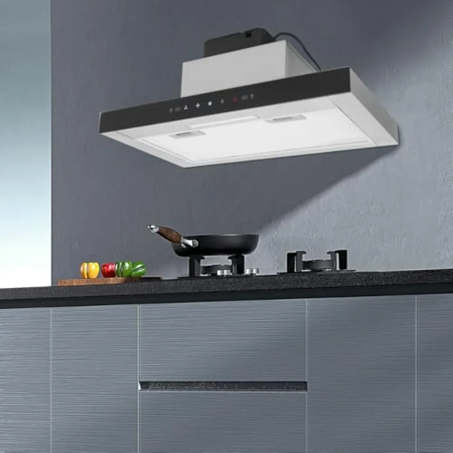 شفاط فوق الخزانة مقاس 23 بوصة لتهوية المطبخ ومروحة عادم من الفولاذ المقاوم للصدأ 350CFM مع 3 إعدادات للسرعة وإضاءة LED #6