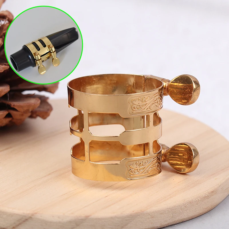 

Лигатура для саксофона с двойной регулировкой винта, золотой цвет, медь, компактный, прочный для альт-саксофона, лигатура, застежка