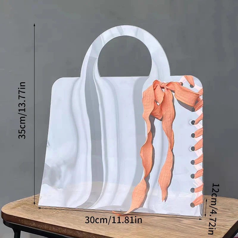 Transparent PET Tote Bag Chinese Valentine\'s Day Bouquet Transparent With Hand Gift Bag Simple Flowers Holiday Party Gift Bag