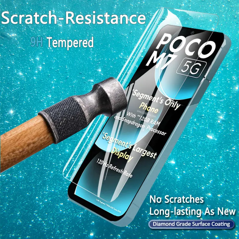1-4 قطعة حامي الشاشة ل Xiaomi Poco M7 M 7 HD الزجاج المقسى كريستال 9H عالية الألومنيوم المضادة للخدش حافظة بصمة صديقة #5