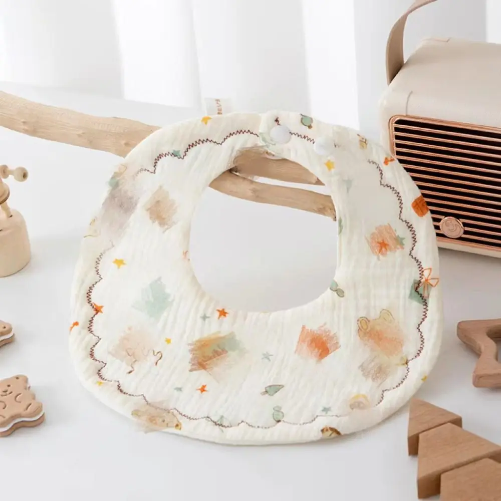 

Soft Cartoon Baby Bibs Cotton Gause Floral Infant Scarf Solid Color Burp Cloths for Girl Boy