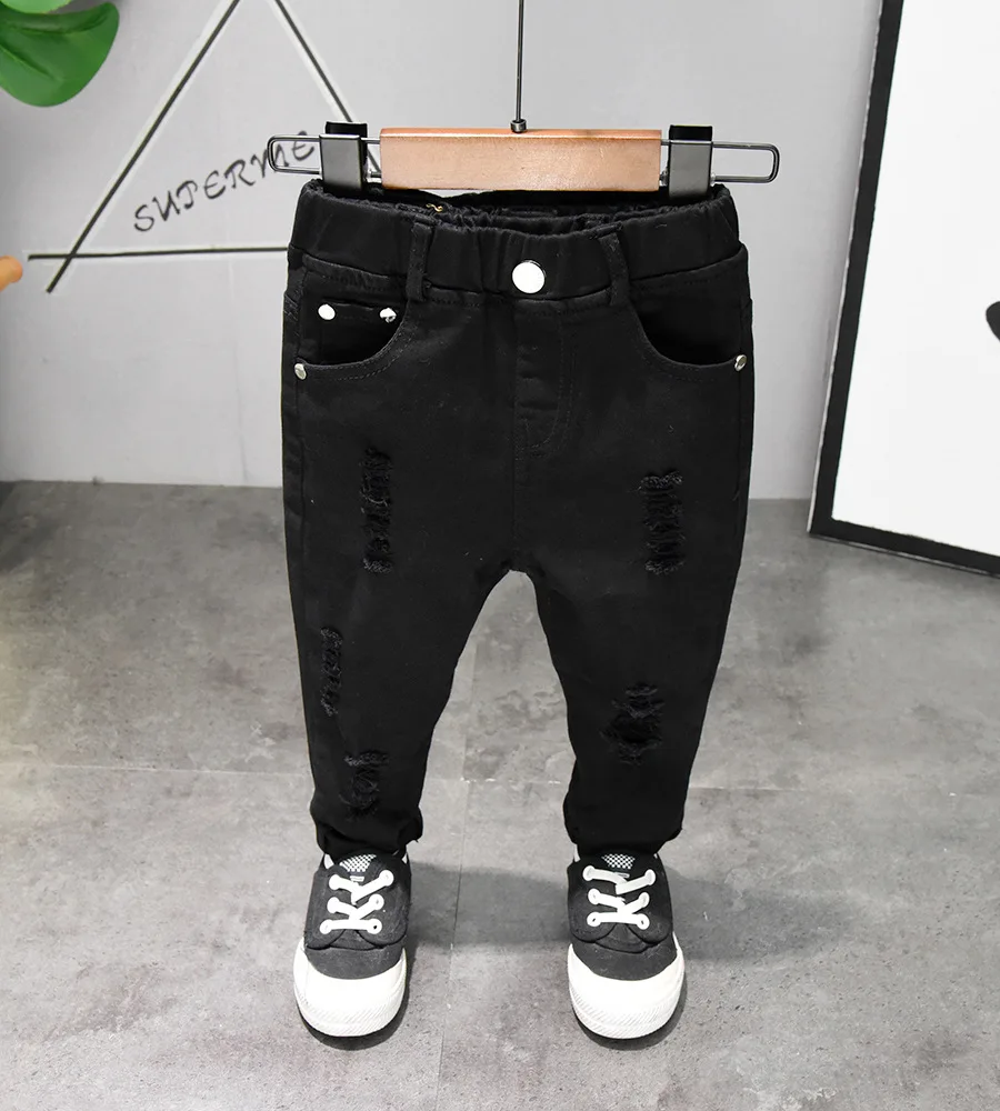 

New Boys 'Jeans Edition White Broken Caverns Cowboy Trousers Jeans kids 2024 Baby boy Jeans Children's Denim Streetwear