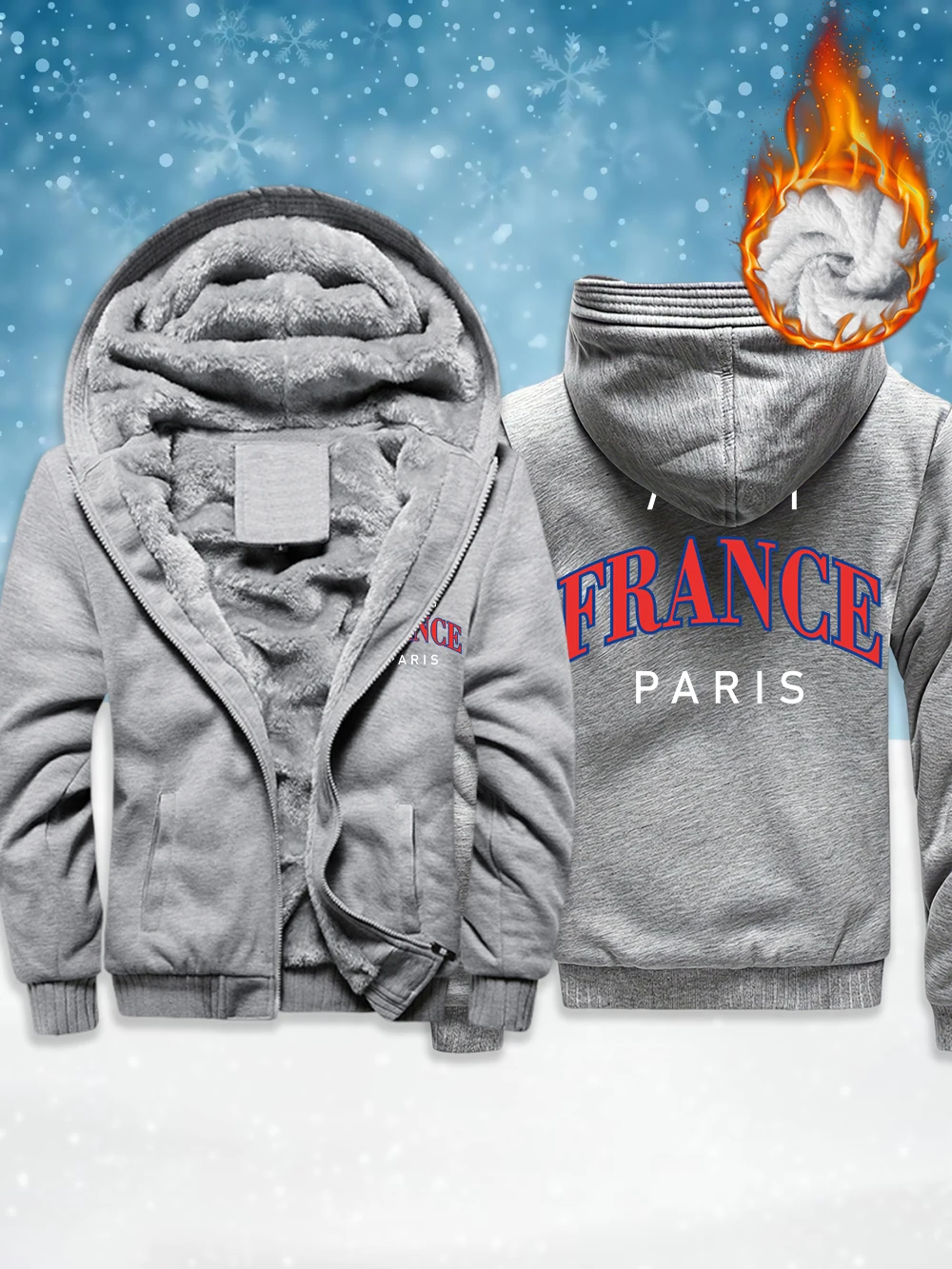 

Мужские утепленные пальто с принтом букв Франции, Парижа, зимние флисовые теплые куртки на молнии, ветрозащитная термобелье, повседневная мужская одежда