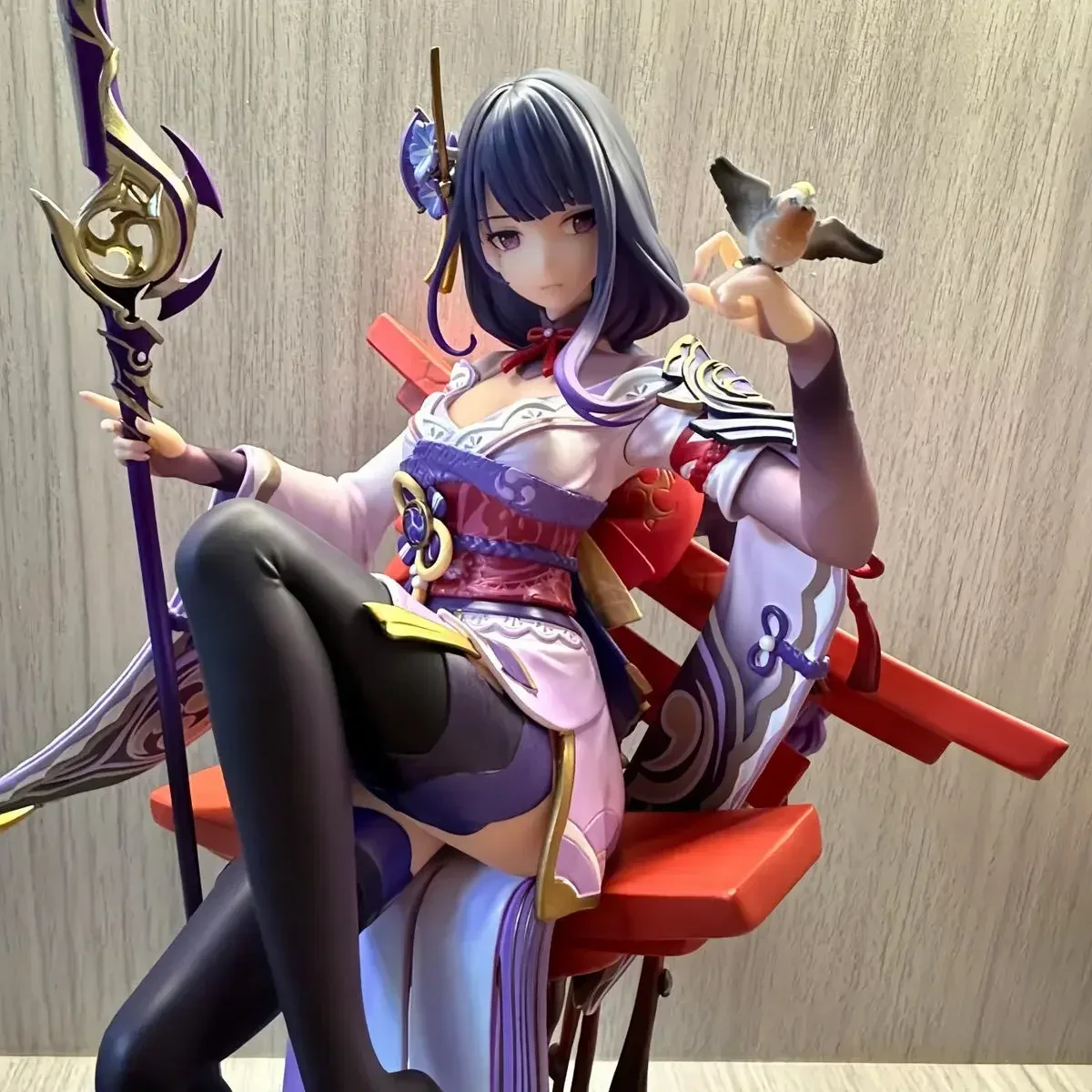 Novo 36cm genshin figura de impacto raiden shogun figuras beelzebul estatueta pvc sexy menina sentado postura coleção estátua brinquedo presente