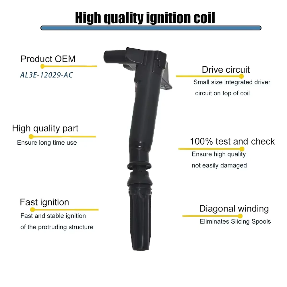 4PCS UF631 AL3E-12029-AC Auto Engine Right Ignition Coil For Ford F250 F350 F150 6.2L Misfire Fix Engine Replace