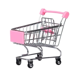 Supermarket Hand Trolley Mini Shopping Cart Desktop Decoration Create Handicraft Ornaments Storage Toy Gift New 2023