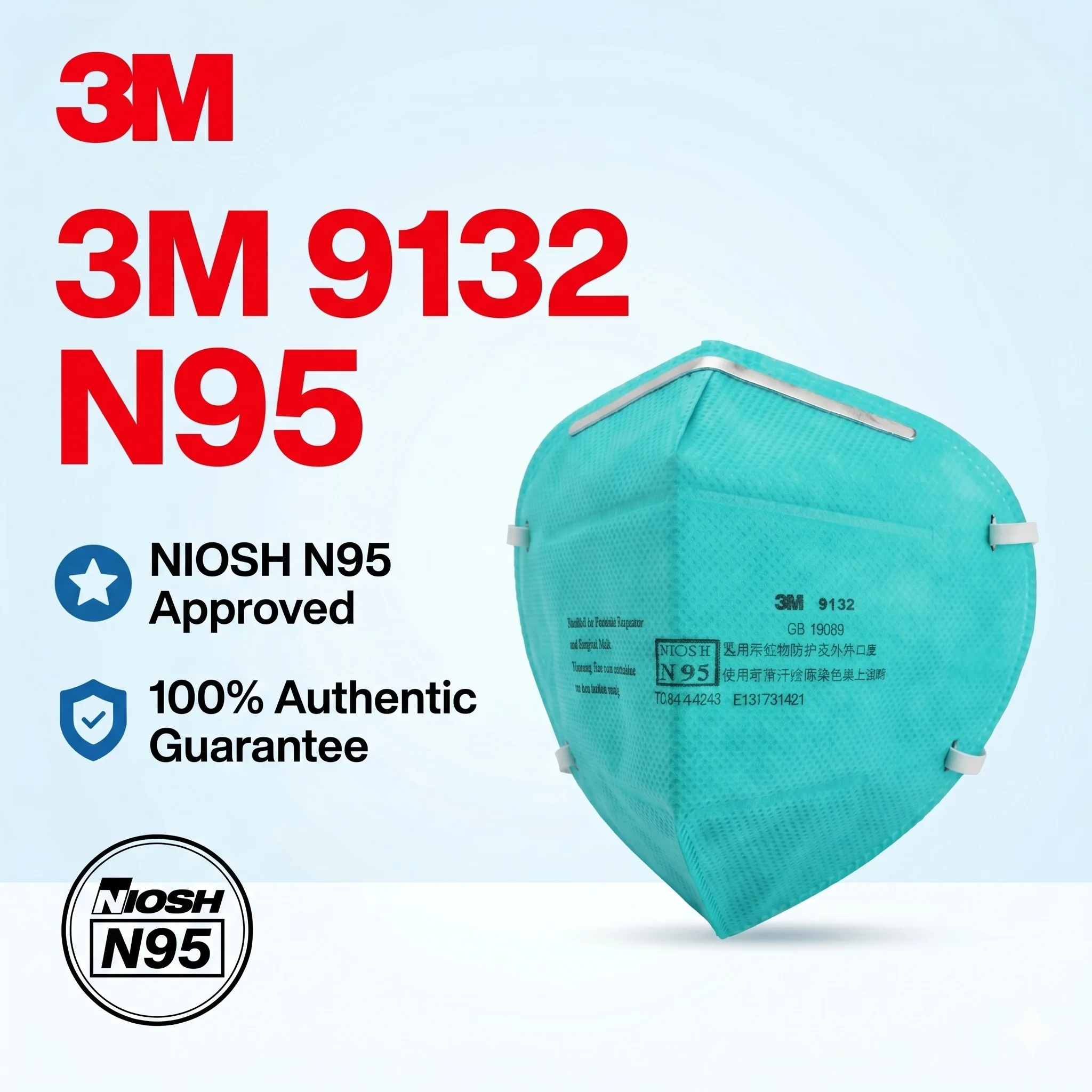 3M Mask Dust Respirator N95 Foldable Headband Anti Particle Face Covering Safety Shield For Workshop Healthcare 9132