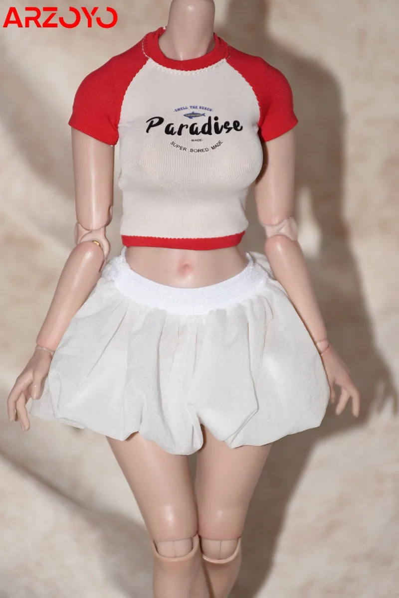 맞춤형 1/6 스케일 버드 스커트 짧은 티셔츠 옷 모델 맞는 12 ''TBL S07C AT202 여성 군인 액션 피규어 바디 인형