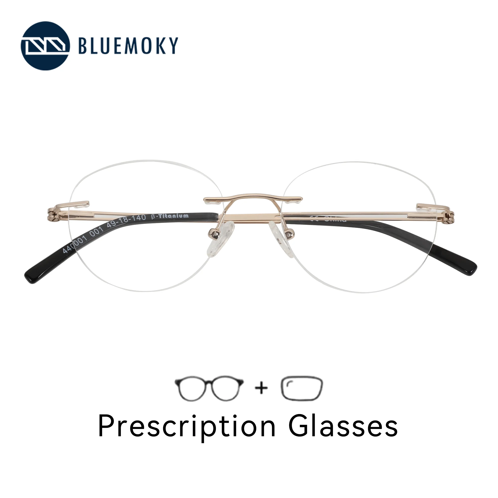 

BLUEMOKY S Size Pure Titanium Rimless Round Optical Lenses With Recipe Photochromic Myopia Eyeglasses for Woman