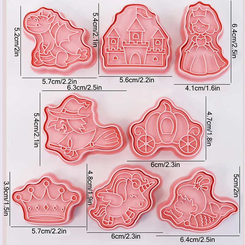 8 Pieces Fairy Tale Themes Frosting Sugar Cookie Mold Castle Mermaid Shape Biscuit Mold Cookie Cutter Baking Mold Cookie Stamps