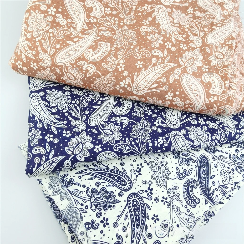 

40s Combed Cotton Poplin Paisley Floral Printed Fabric Soft Comfortable Cloth For Women Blouse Shirt Dress Making