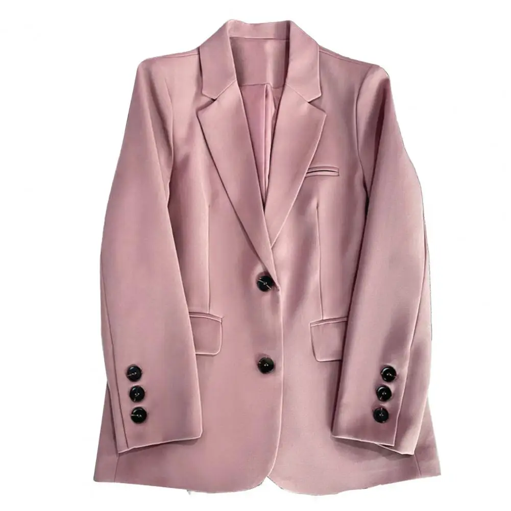 Women Blazer Formal Solid Long Sleeve Anti-wrinkle Lapel Commute Cardigan Business OL Style Ladies Suit Coat Female Clothes