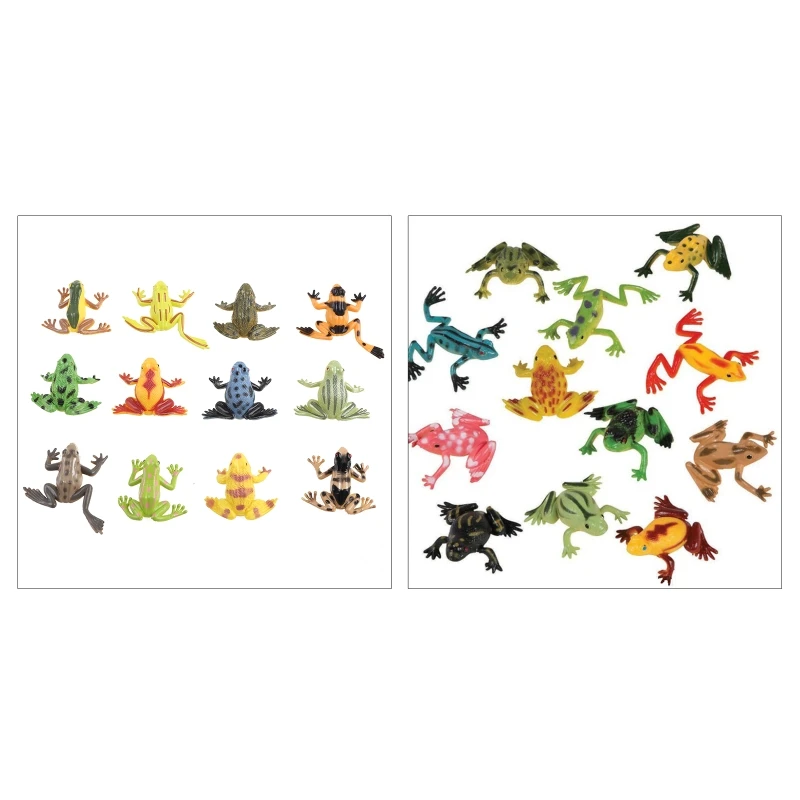 Realistic Frog Figurine Toy Play Figure Boutique Collections Education Toy Kids Playset Spoof Amphibia Model Frogs 12Pcs