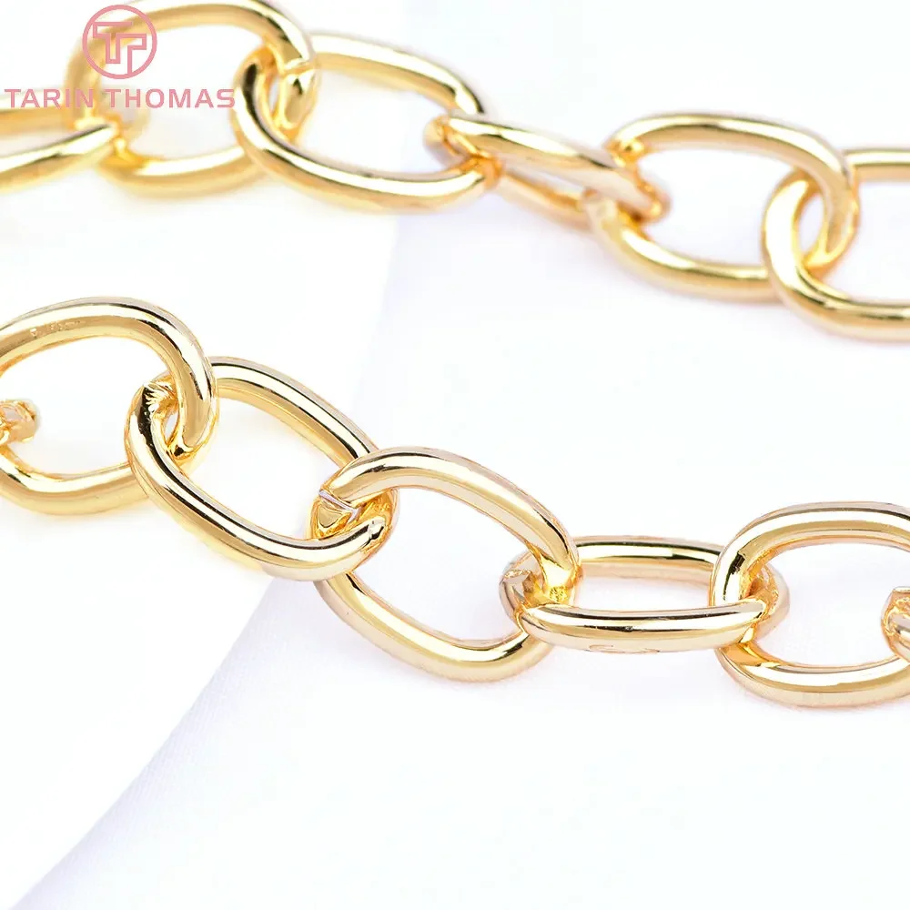 (6377) 1Meter 14x10MM 24K Gold Color Plated Brass with Iron Necklace  Bracelet Chains High Quality Jewelry Accessories Wholesale