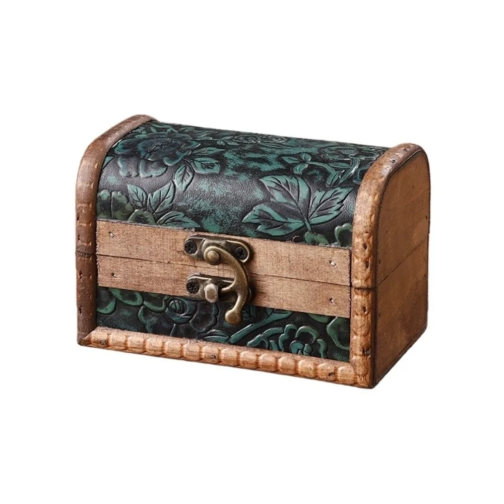 

Mini Flower Treasure Chest Vintage Decorative Storage Box Wooden Metal Lock Jewelry Box Storage Secret