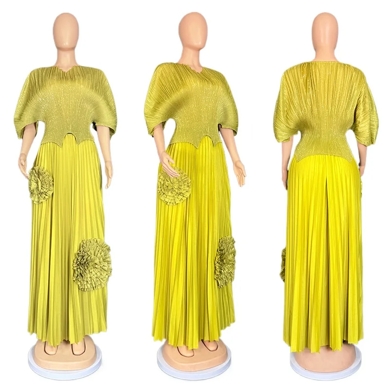 

African Clothes For Women Two Piece Set Tops Pleated Skirt Suit Clothing Dashiki Party Traditional Robe Ankara Outfits 2025