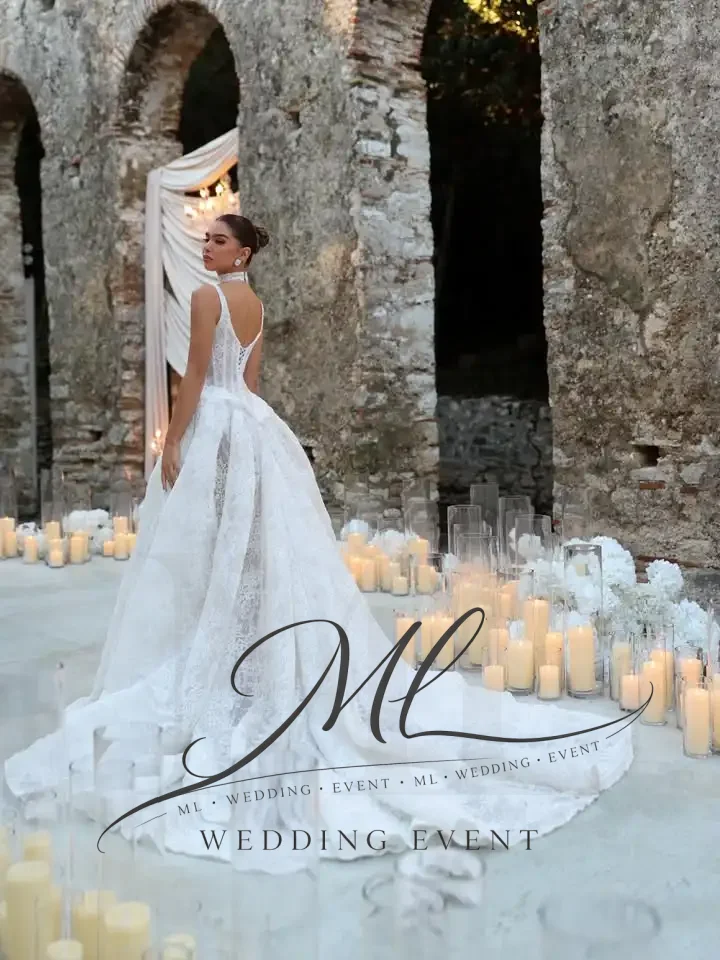 ML Exquisite A-line Wedding Dresses 2026 luxury New Lace Spaghetti Strap Bridal Gown Sweep Train Customized Vestidos De Novia