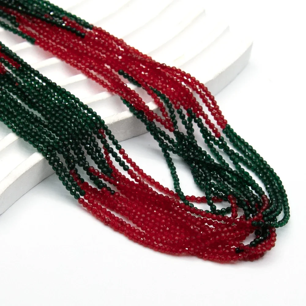 2 مللي متر الأحمر وبطة الأخضر الأوجه كريستال زجاج الخرز ستراند Rondel خزر عازل ل عقد دي اي واي سوار 36 سنتيمتر 1 ستراند/5 السواحل