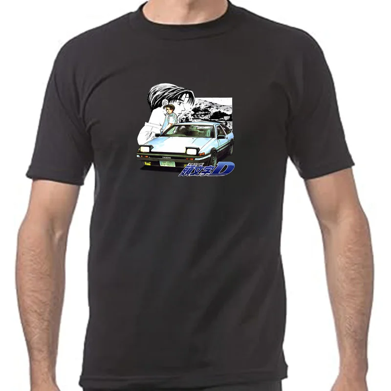 Racing Car Tshirt Handsome Ae86 100% Cotton T-shirts Men/women Manga/Comic High Street Anime Clothes Individualization