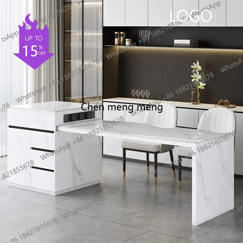 D80 Dining Table Open Kitchen Rock Slab Island Table Integrated Dining Room Cooking Bar Control Retractable Center Guide Counter