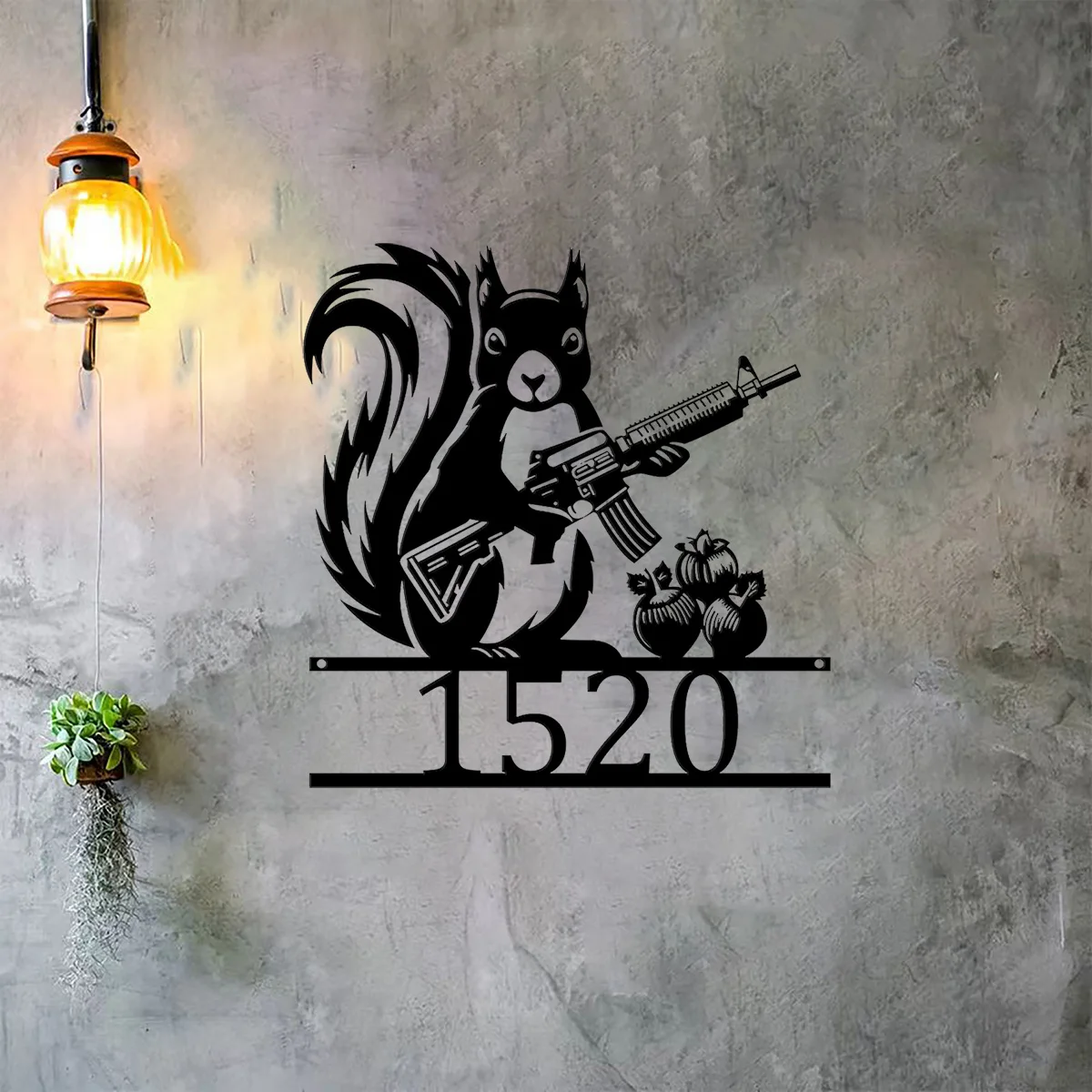 Custom Squirre Custom Metal Sign, Cute Squirrel Wall Art, House Number Metal Sign, Home Number Metal Signs, Squirre Personalized