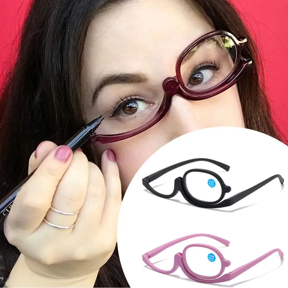 NEW Magnifying Rotating Makeup Reading Glasses Women Flip Down Lenses Cosmetic Eyeglasses Folding Eye Make Up Eyewear Gafas