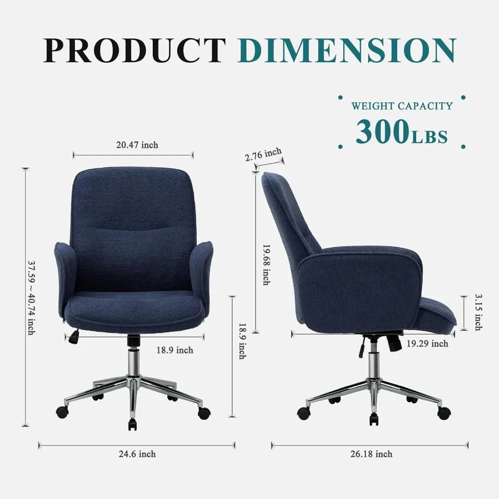 Comfy Office Desk Chair, Upholstered Fabric Computer Desk Chair, Criss Cross Chair with Wheels and Armrests