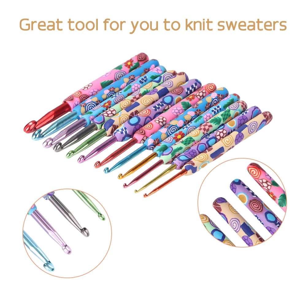 

Набор из 9 мягких крючков для вязания из полимерной глины, вязальные спицы для шитья и вязания свитеров, основные принадлежности для ткачества