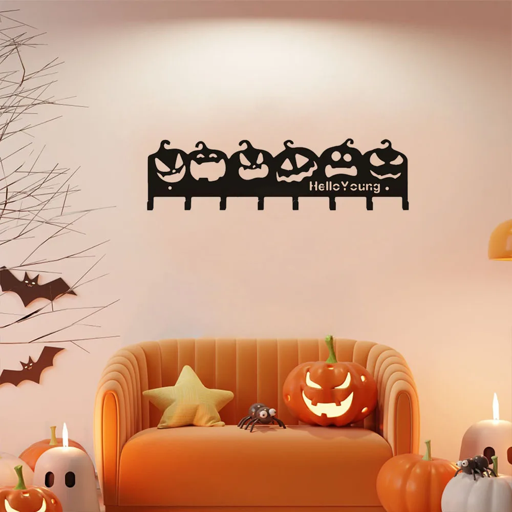 1pc Eerie Metal Decorative Hook: A Compact Storage Rack with Sinister Halloween Horror Pumpkin-Shaped Design