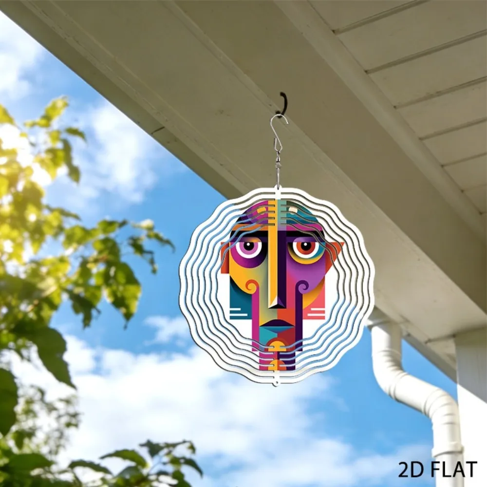 Modern Iron Geometric Face Wall Art Sculpture for Garden Patio Decor