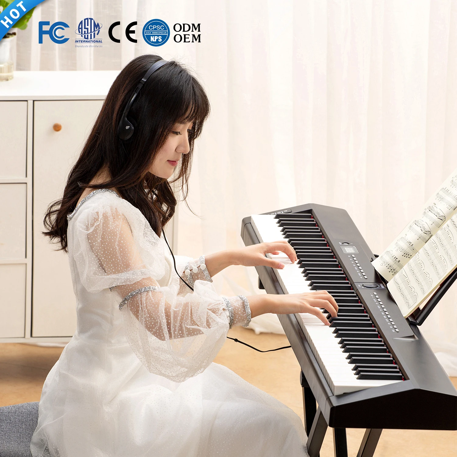 

LED Display High Quality Digital Piano Keyboard MIDI Electronic Organ Professional 88 Keys Arranger Keyboard For Retail